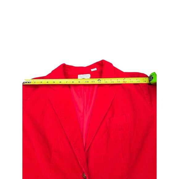 Vintage Red Corduroy Blazer With Beige Patch Sleeves, 2 Button, Size 44 - Picture 14 of 16